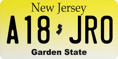 NJ license plate A18JRO