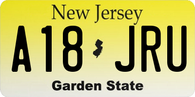 NJ license plate A18JRU