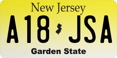 NJ license plate A18JSA