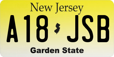 NJ license plate A18JSB