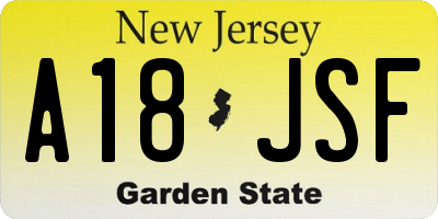 NJ license plate A18JSF