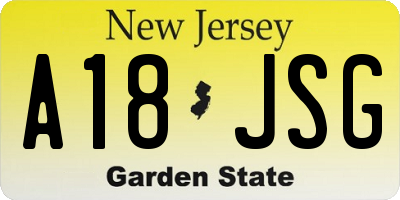 NJ license plate A18JSG