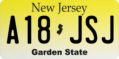 NJ license plate A18JSJ