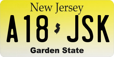 NJ license plate A18JSK