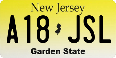 NJ license plate A18JSL