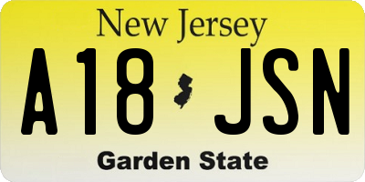 NJ license plate A18JSN
