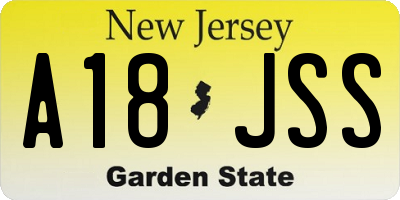 NJ license plate A18JSS