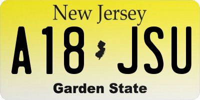 NJ license plate A18JSU