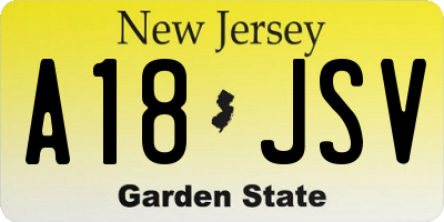 NJ license plate A18JSV