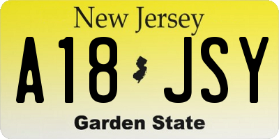 NJ license plate A18JSY