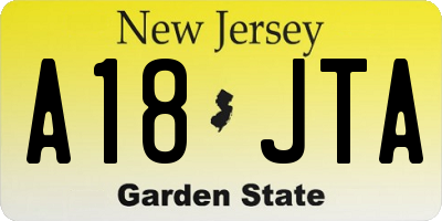 NJ license plate A18JTA
