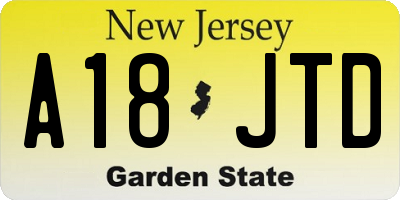 NJ license plate A18JTD