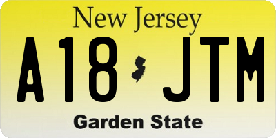 NJ license plate A18JTM