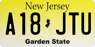 NJ license plate A18JTU