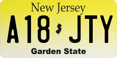 NJ license plate A18JTY