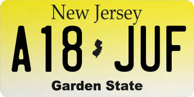 NJ license plate A18JUF