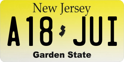 NJ license plate A18JUI