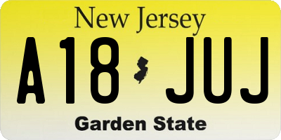 NJ license plate A18JUJ