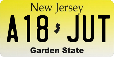NJ license plate A18JUT