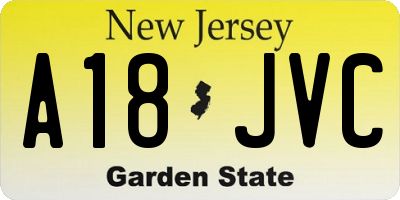 NJ license plate A18JVC