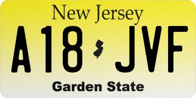 NJ license plate A18JVF
