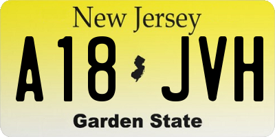 NJ license plate A18JVH