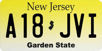 NJ license plate A18JVI