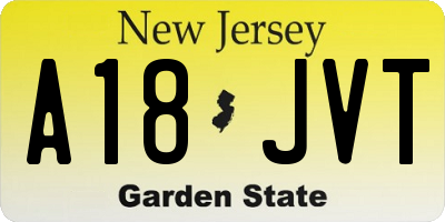 NJ license plate A18JVT