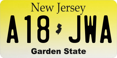 NJ license plate A18JWA