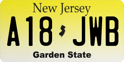NJ license plate A18JWB