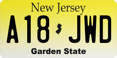 NJ license plate A18JWD