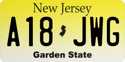 NJ license plate A18JWG