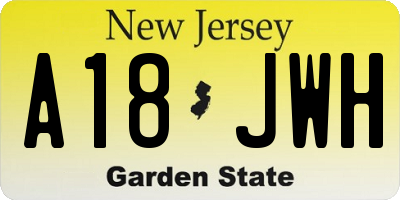 NJ license plate A18JWH