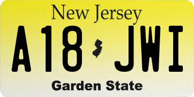 NJ license plate A18JWI
