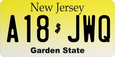 NJ license plate A18JWQ
