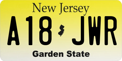 NJ license plate A18JWR