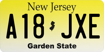 NJ license plate A18JXE