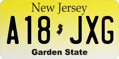 NJ license plate A18JXG