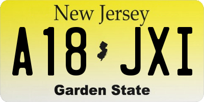 NJ license plate A18JXI