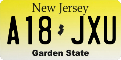 NJ license plate A18JXU