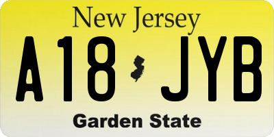NJ license plate A18JYB