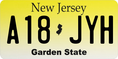 NJ license plate A18JYH