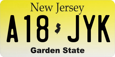 NJ license plate A18JYK