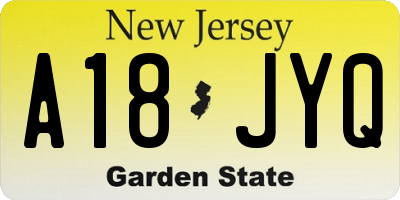 NJ license plate A18JYQ