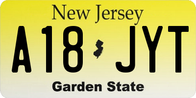 NJ license plate A18JYT