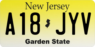 NJ license plate A18JYV