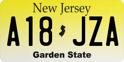 NJ license plate A18JZA