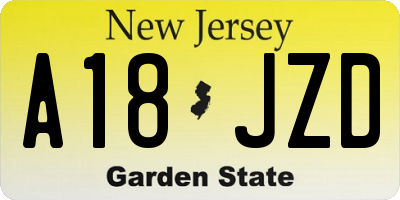 NJ license plate A18JZD