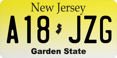 NJ license plate A18JZG