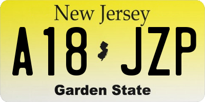 NJ license plate A18JZP